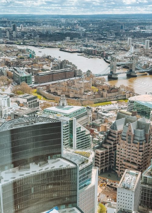 View of Tower Bridge and the River Thames from The Lookout, best views in London