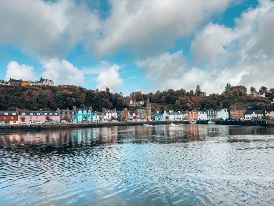 Colourful buildings lining the waterfront in Tobermory, Isle of Mull, Scotland