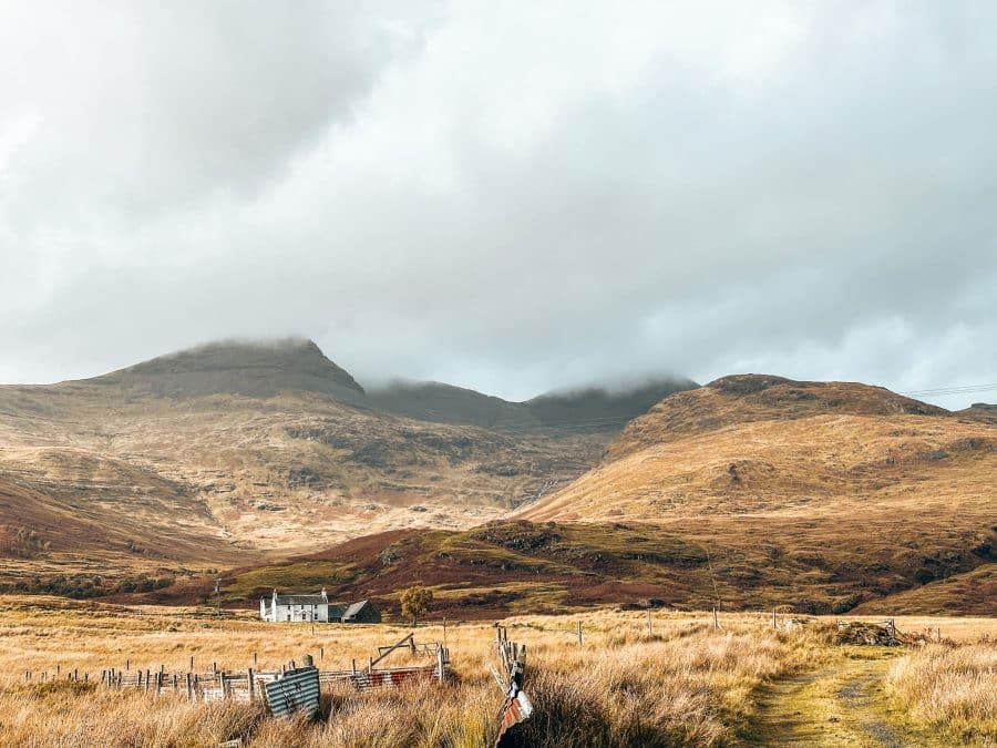 Countryside and peak of Ben More Mountain, Isle of Mull