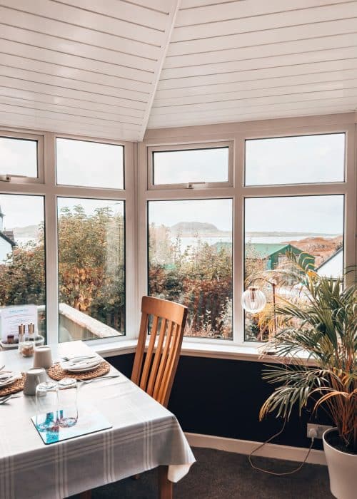 A dining room at Staffa House Bed and Breakfast, Fionnphort, Isle of Mull, Scotland