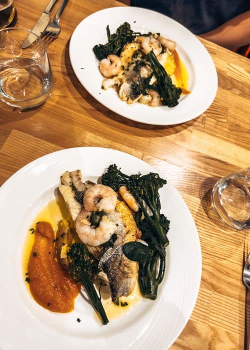 A dish of seafood at a restaurant on the Isle of Mull