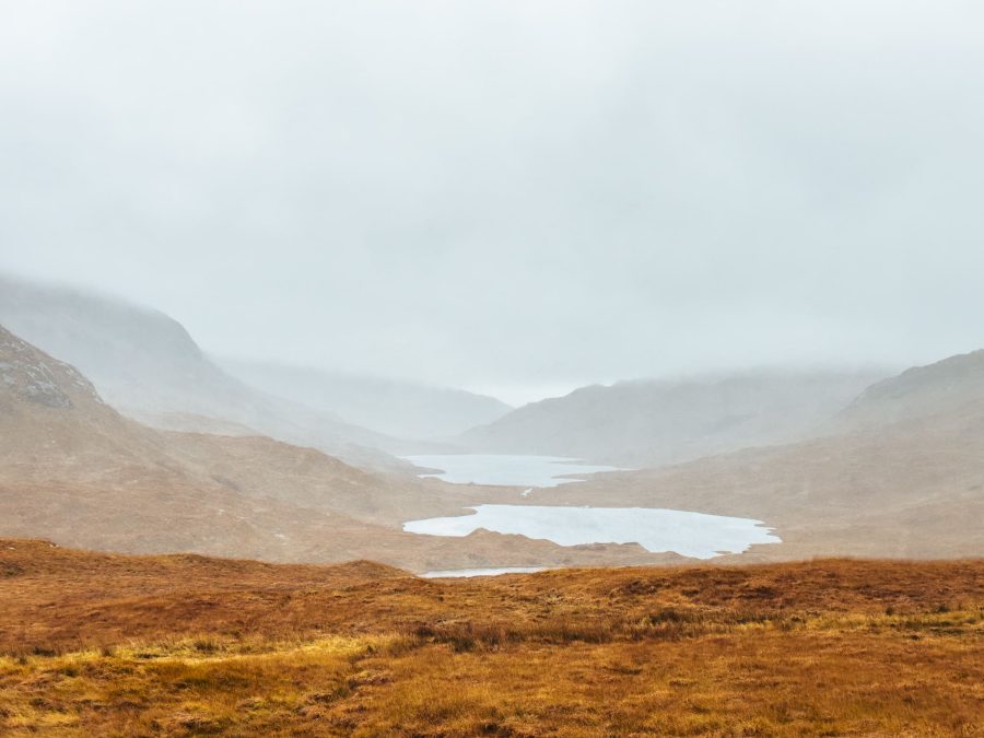 Viewpoint overlooking Loch an Eilein, Loch an Ellen and Loch Airde Glais on the Isle of Mull, Scotland