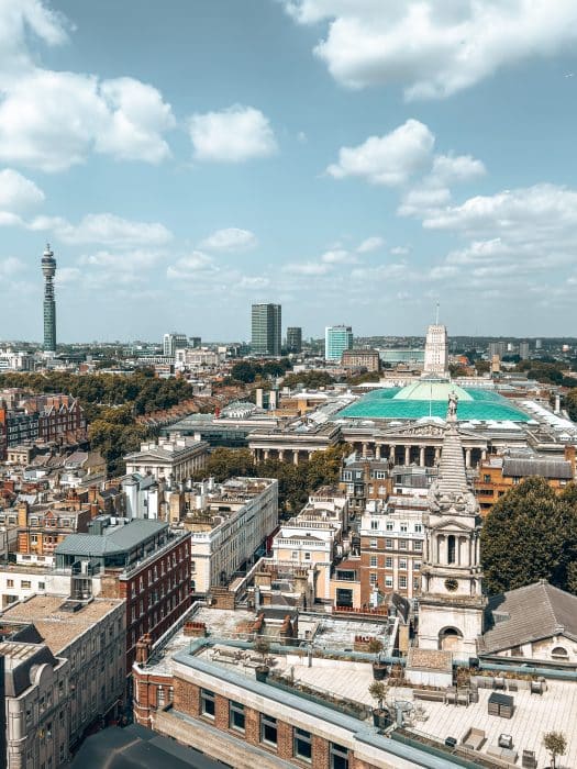 Green dome view of the British Museum from the Post Building