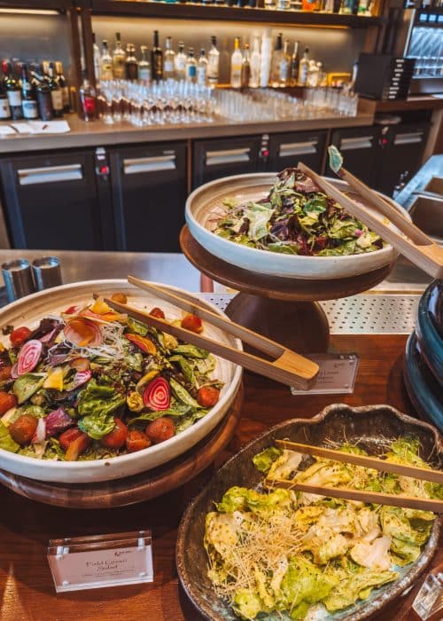 Three salads at the Nobu Shoreditch Bottomless Brunch, London