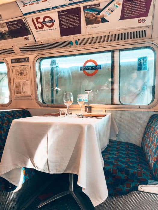 A private table beautifully set up for dinner at the Walthamstow Supperclub, East London