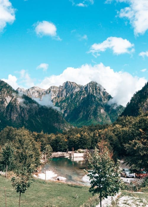 Majestic mountain peaks looking out from Guesthouse Arben Selimaj, Valbona to Theth Hike