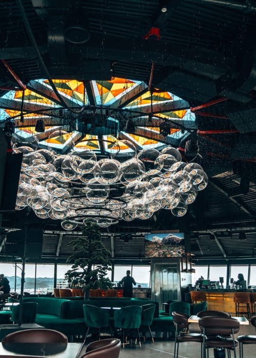 The lavish inside of the rotating bar Sky Club in the Sky Tower Hotel, Best bars in Tirana