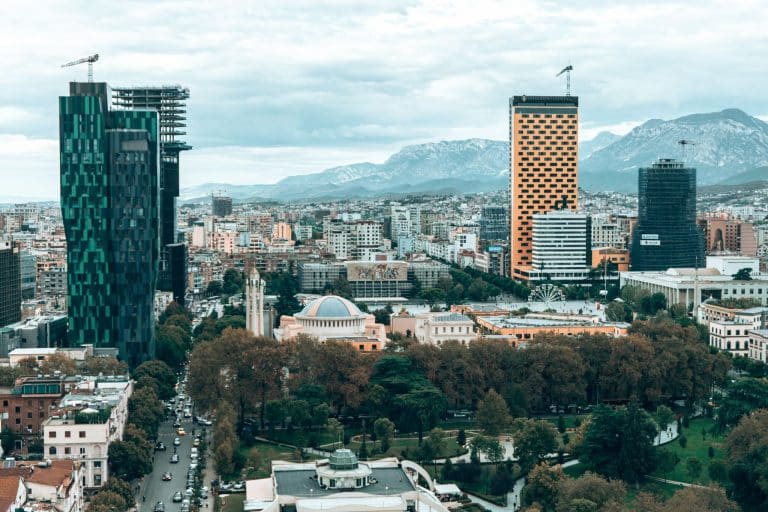 View from the Sky Club overlooking the city and out to the mountains, Sky Tower Hotel, Best bars in Tirana