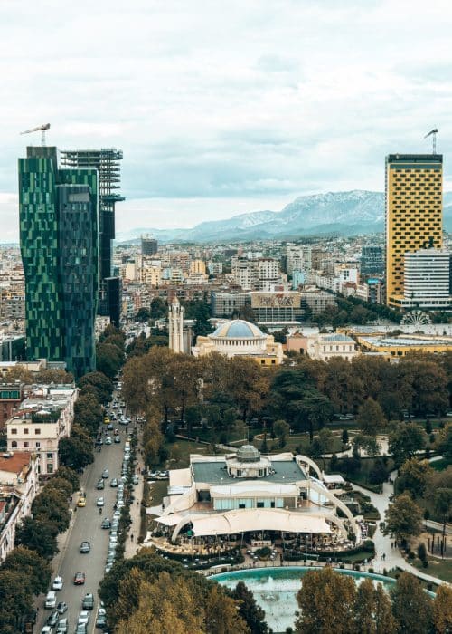 View from the Sky Club overlooking the city and out to the mountains, Sky Tower Hotel, Best bars in Tirana