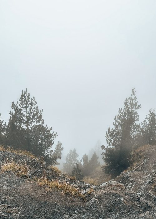 Hiking up to Valbona Peak, Albania shrouded in cloud