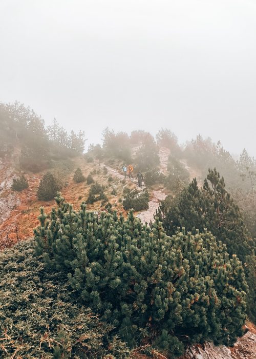 Hiking up to Valbona Peak, Albania shrouded in cloud