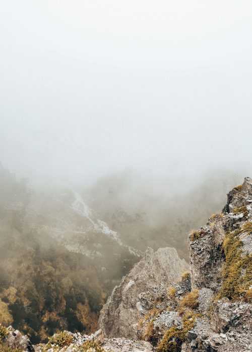 Hiking up to Valbona Pass in the clouds, hiking in Albania