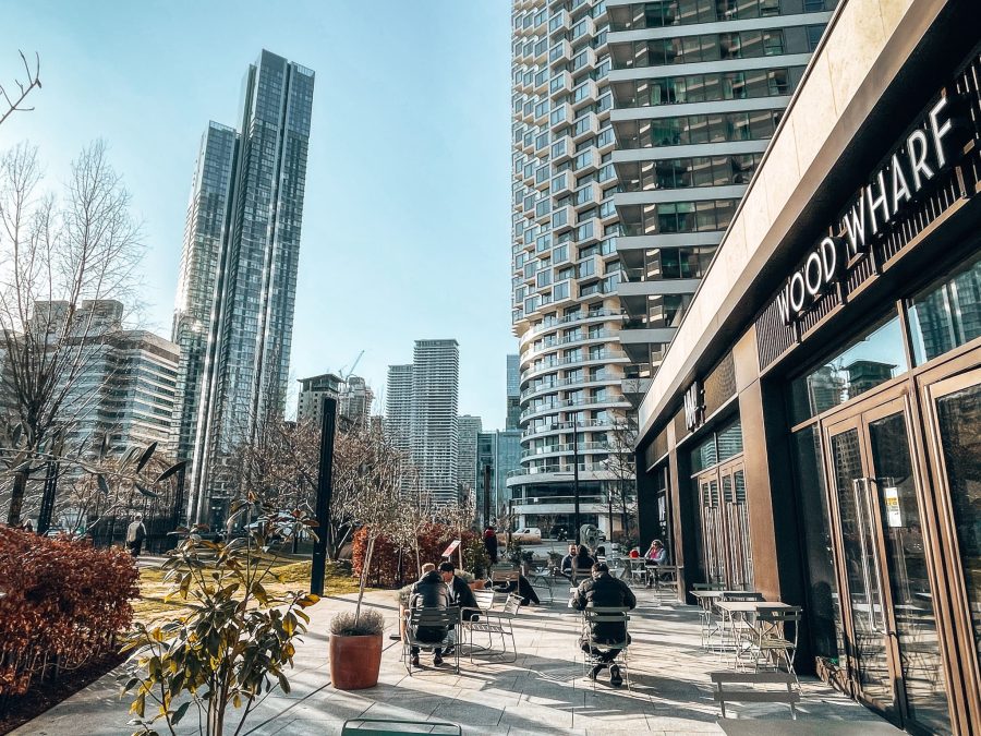 Wood Wharf with its green spaces and towering skyscrapers, Canary Wharf, London Itinerary