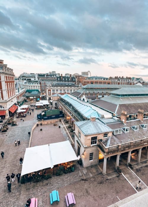 View over Covent Garden Market Building from the Royal Opera House, best free viewpoints in London