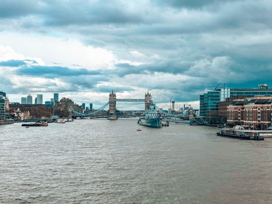 View of Tower Bridge from London Bridge across The Thames, London itinerary