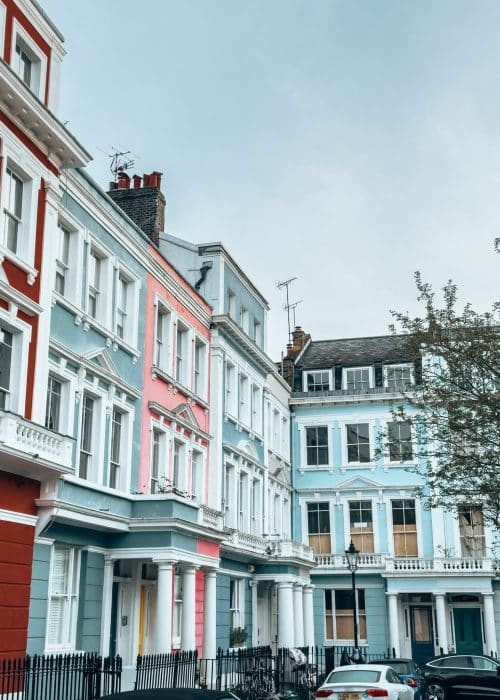 A row of colourful terrace houses on Chalcot Square, Primrose Hill, 4 days in London