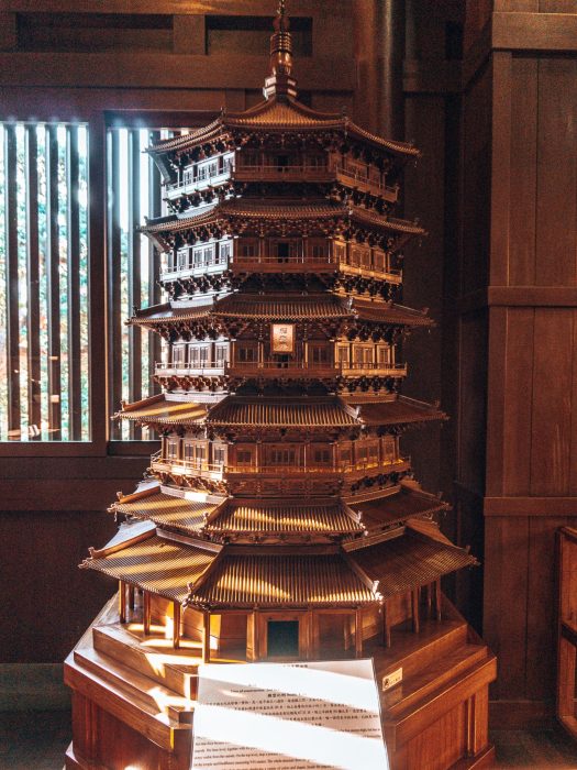 A large scale model of a wooden building, Nan Lian Garden, Hong Kong