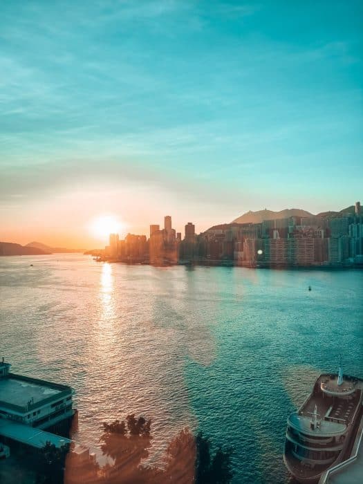 Sunrise over North Point, Hong Kong Island, The Kerry Hotel, Kowloon, Hong Kong