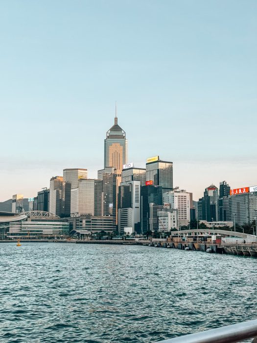 Skyscrapers on Hong Kong Island during sunset at Wan Chai Waterfront, best places to visit in Hong Kong