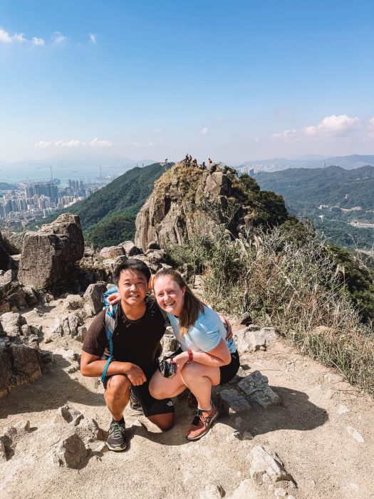 Both of us at the peak of Lion Rock, best views of Hong Kong