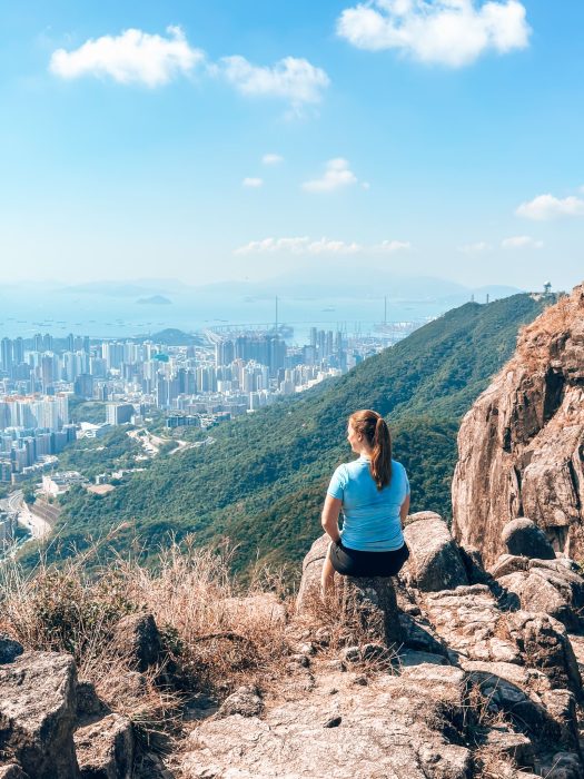 Helen looking out over Hong Kong from Lion Rock