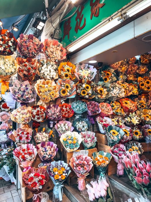 Lots of flower bouquets at Flower Market, 5 Day Hong Kong Itinerary