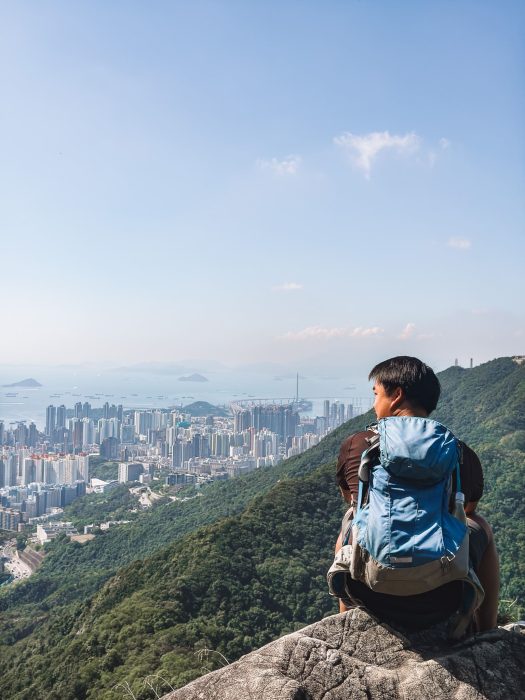 Andy at Lion Rock looking over Hong Kong and out to the ocean