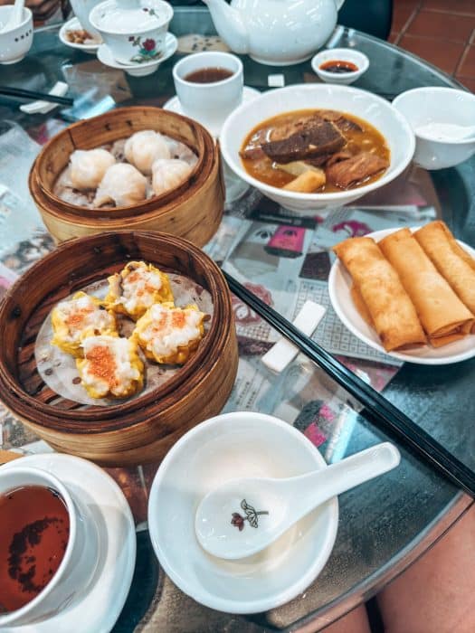 Plates of dim sum on the table at Lin Heung Lau, Hong Kong Itinerary