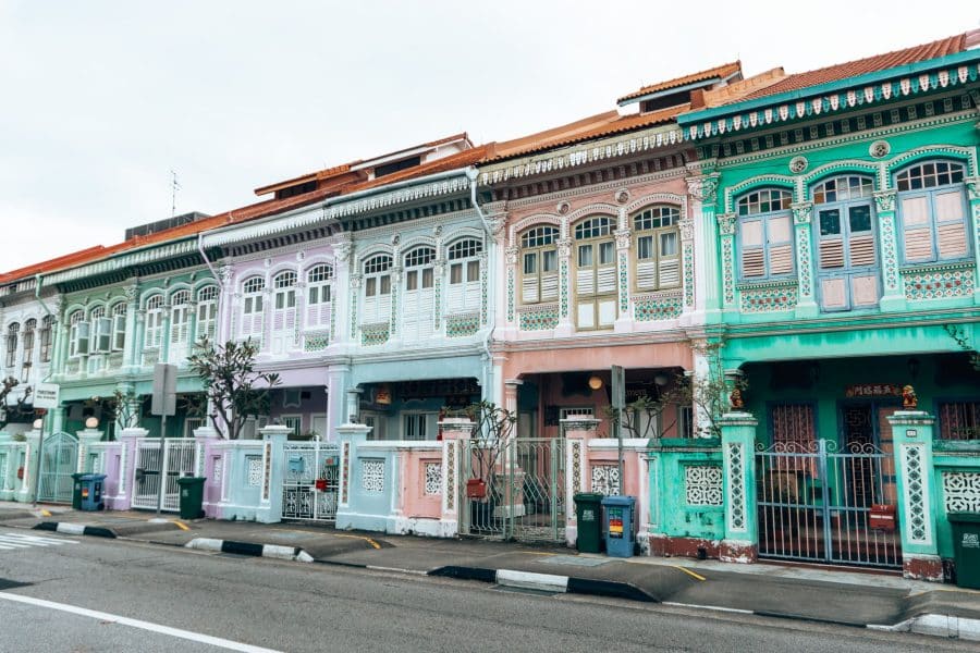 A row of multi-coloured Peranakan houses, Katong Joo Chiat, Singapore Itinerary