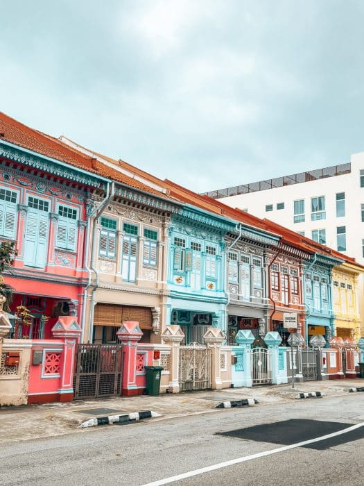 A row of multi-coloured Peranakan houses, Katong Joo Chiat, Singapore Itinerary