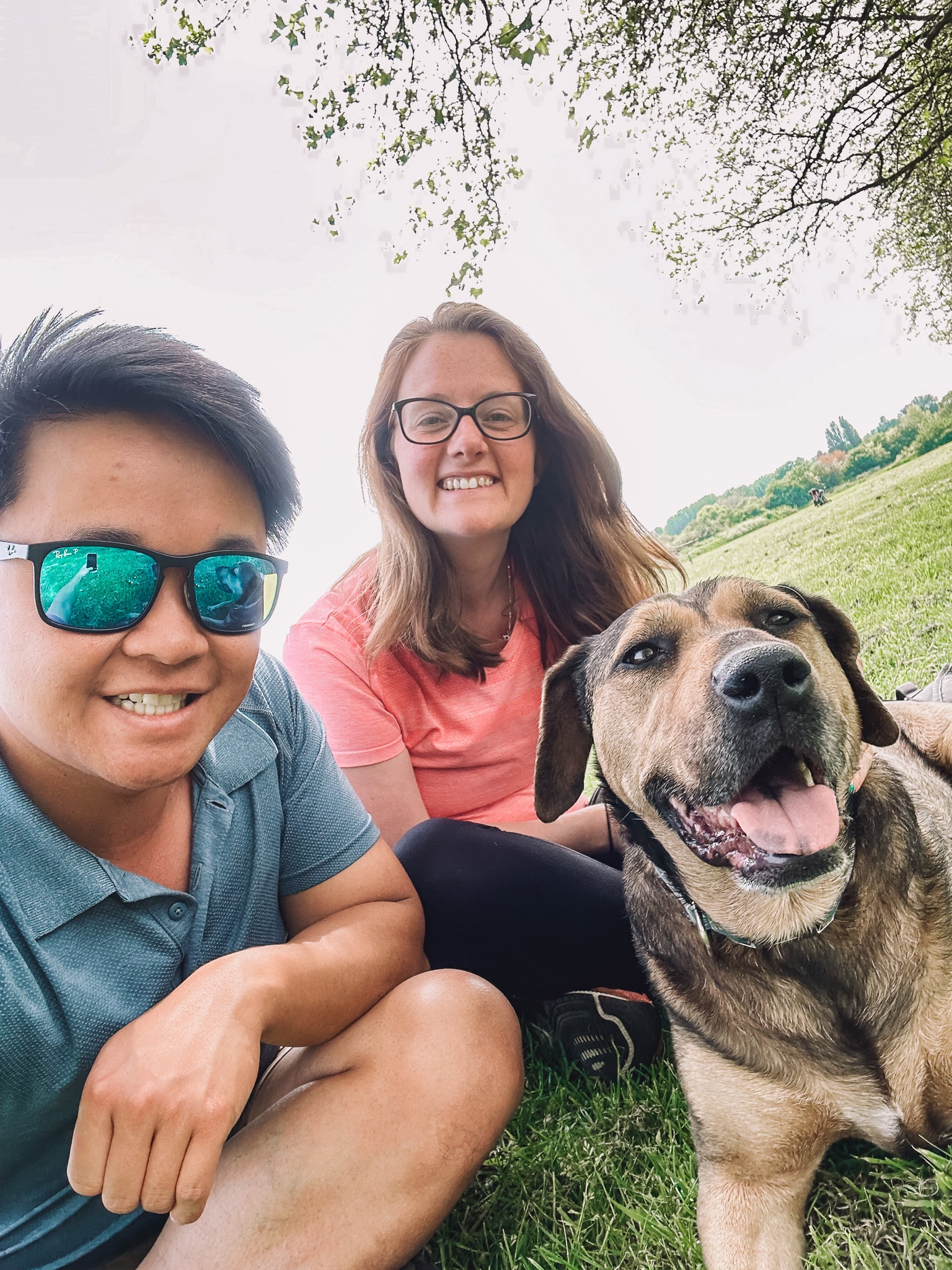 Helen, Andy and Plum in the park