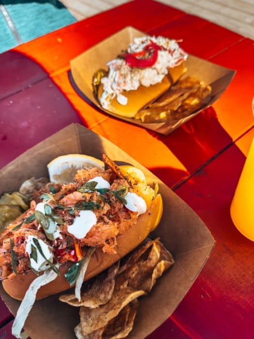 Two lobster rolls from Tom's Lobster Shack, Peggy's Cove, things to do in Nova Scotia