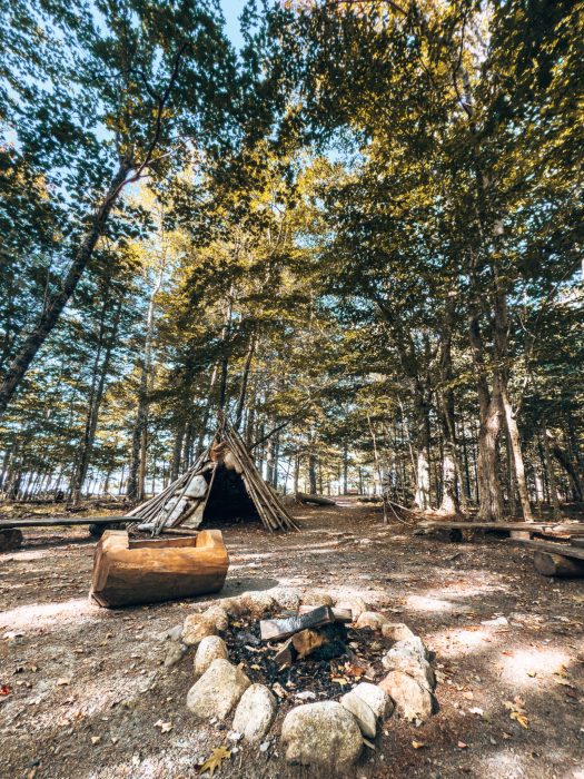 A Mi'kmaq Encampment on a hiking trail in Kejimkujik National Park, Nova Scotia