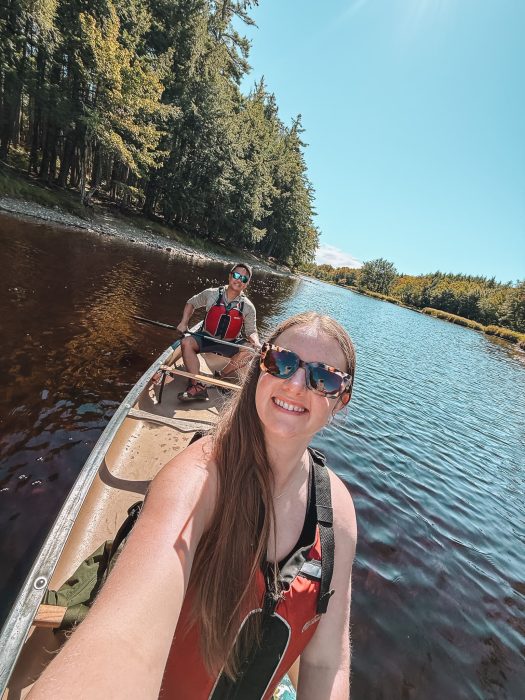 Helen and Andy in their canoe in Kejimkujik National Park, Best Things to do in Nova Scotia