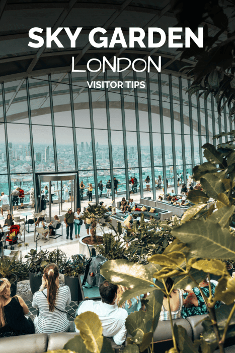 A pin on visiting the Sky Garden London with an image of the cafe