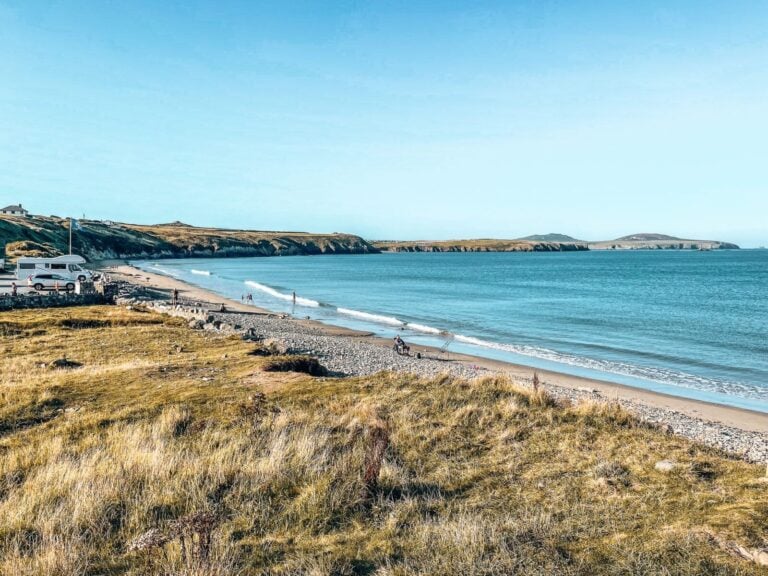Long stretch of golden sand at Whitesands Bay, best beaches in Pembrokeshire